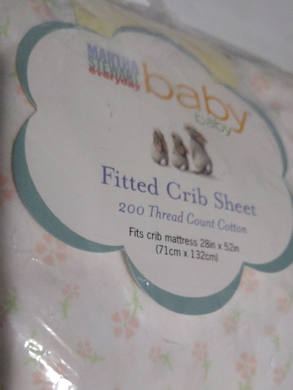 Martha Stewart Baby Fitted Crib Sheet - White with Pink Floral